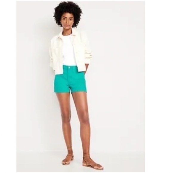 Old Navy High-Waisted Wow Jean Shorts, High Rise, 3" Inseam, Size 22, Green NWT - Picture 1 of 13